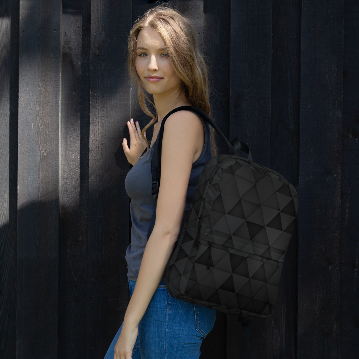 Geometric Black Backpack