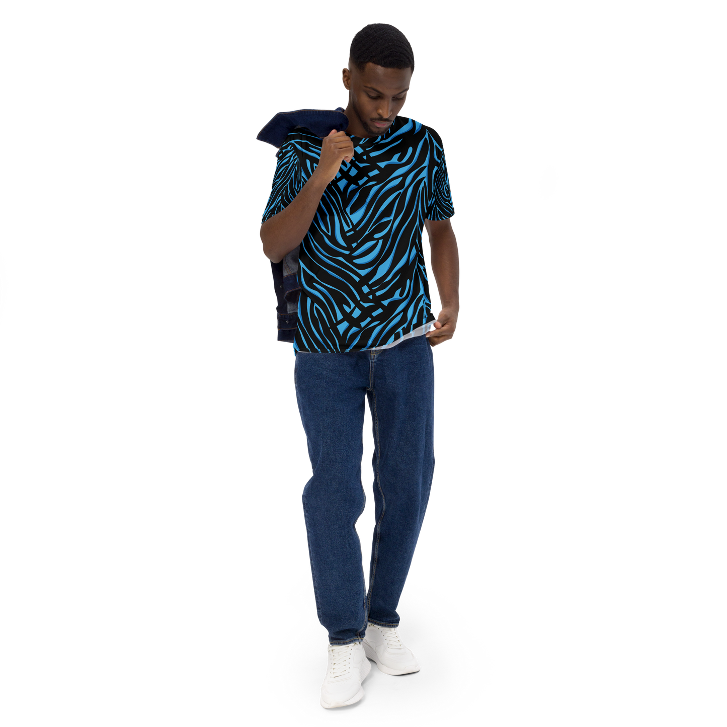 Men’s Zebra Stripe T-Shirt in Black and Blue