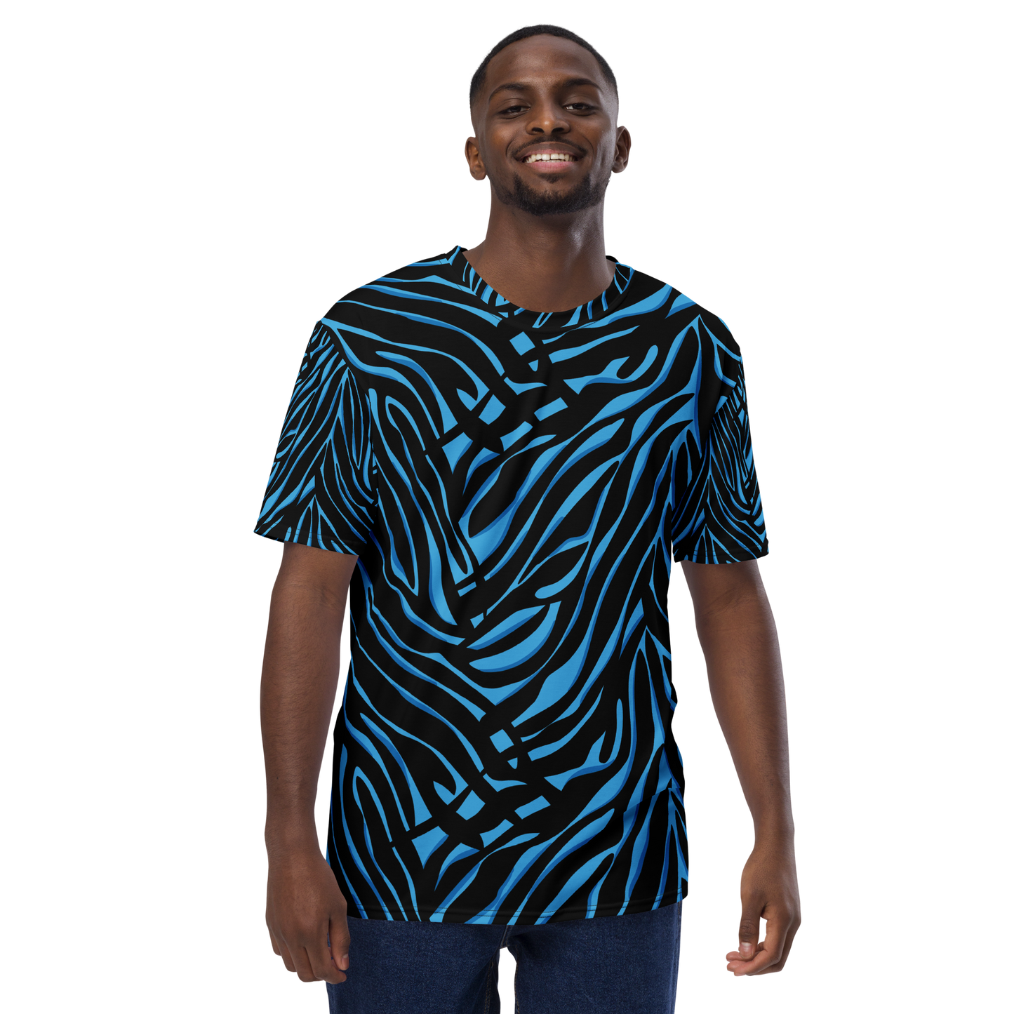 Men’s Zebra Stripe T-Shirt in Black and Blue