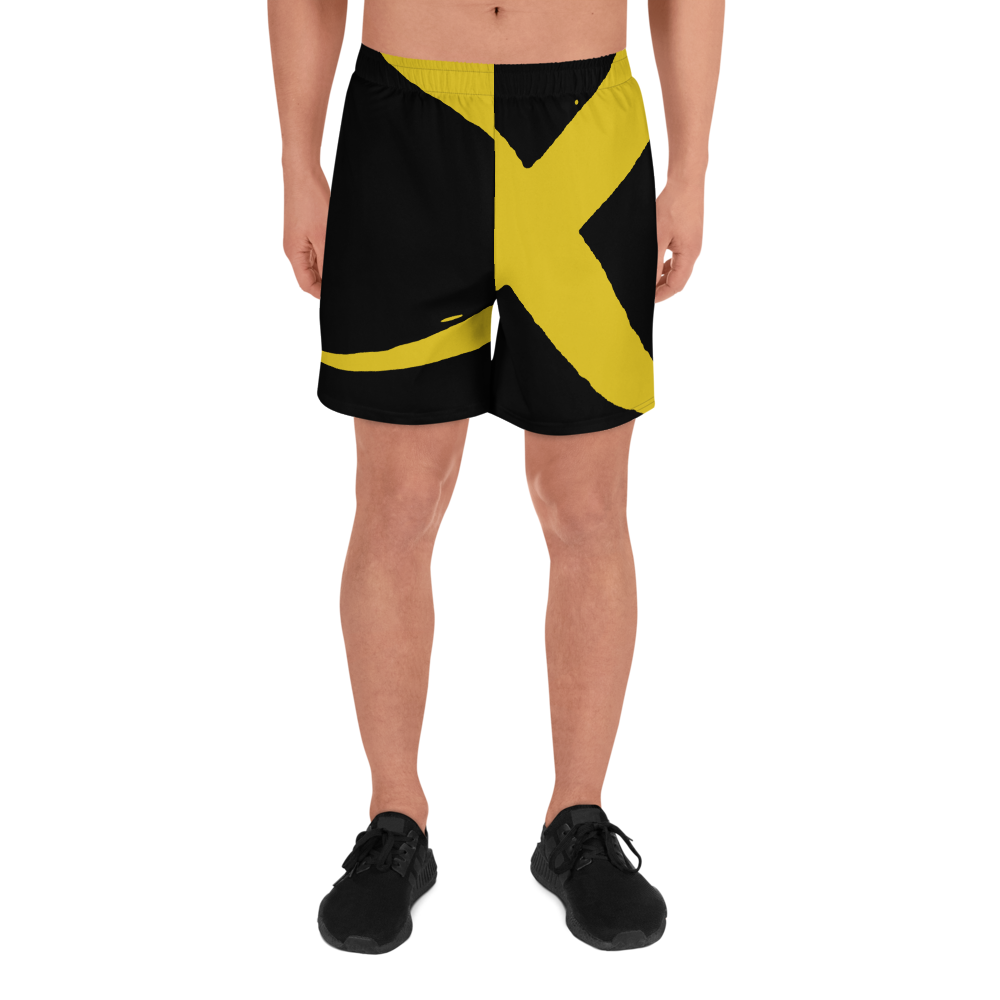 Gold Black Unisex Athletic Long Shorts