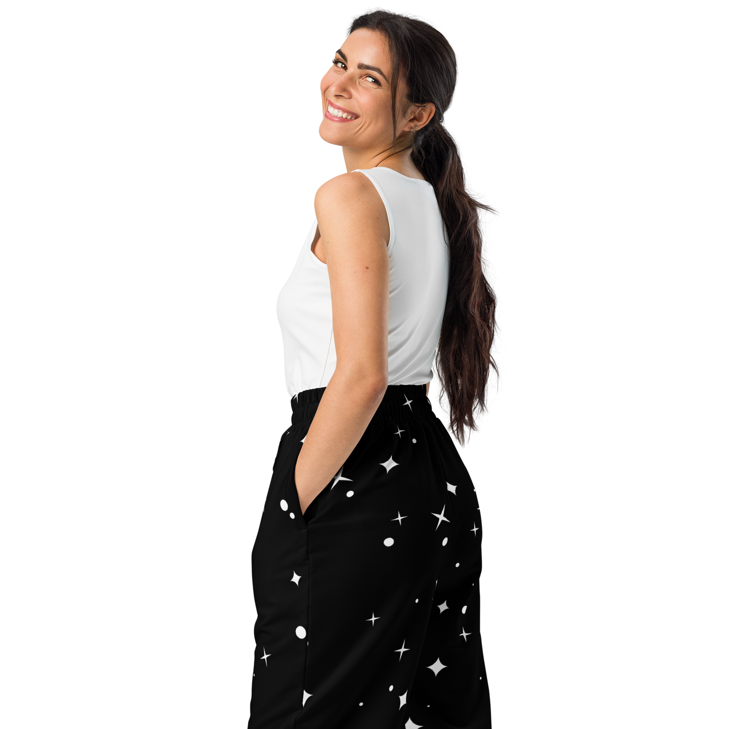 Black And White Stars Wide-leg joggers