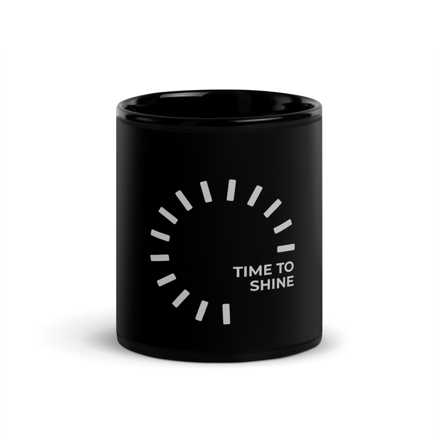“Time to Shine” Black Glossy Mug