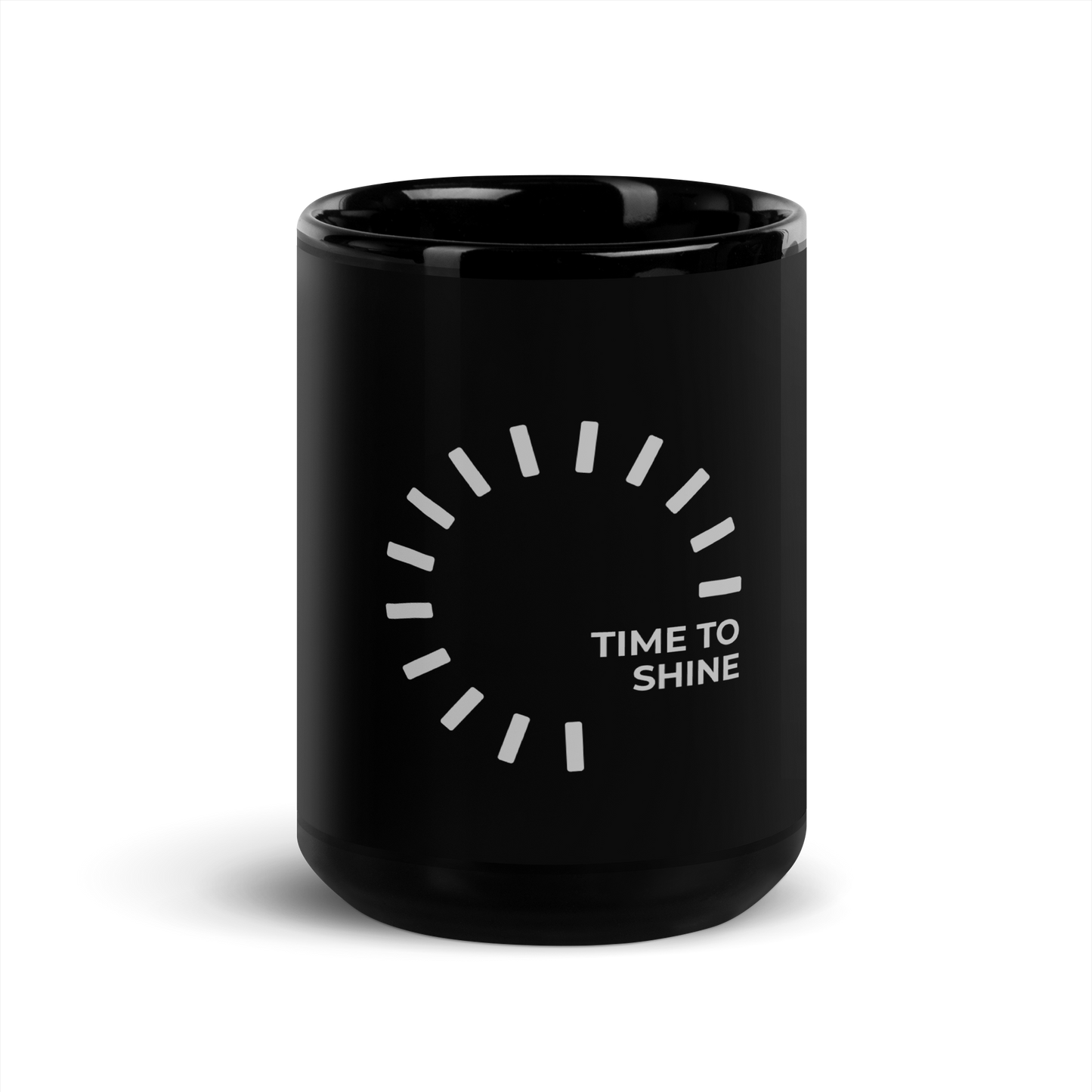 “Time to Shine” Black Glossy Mug