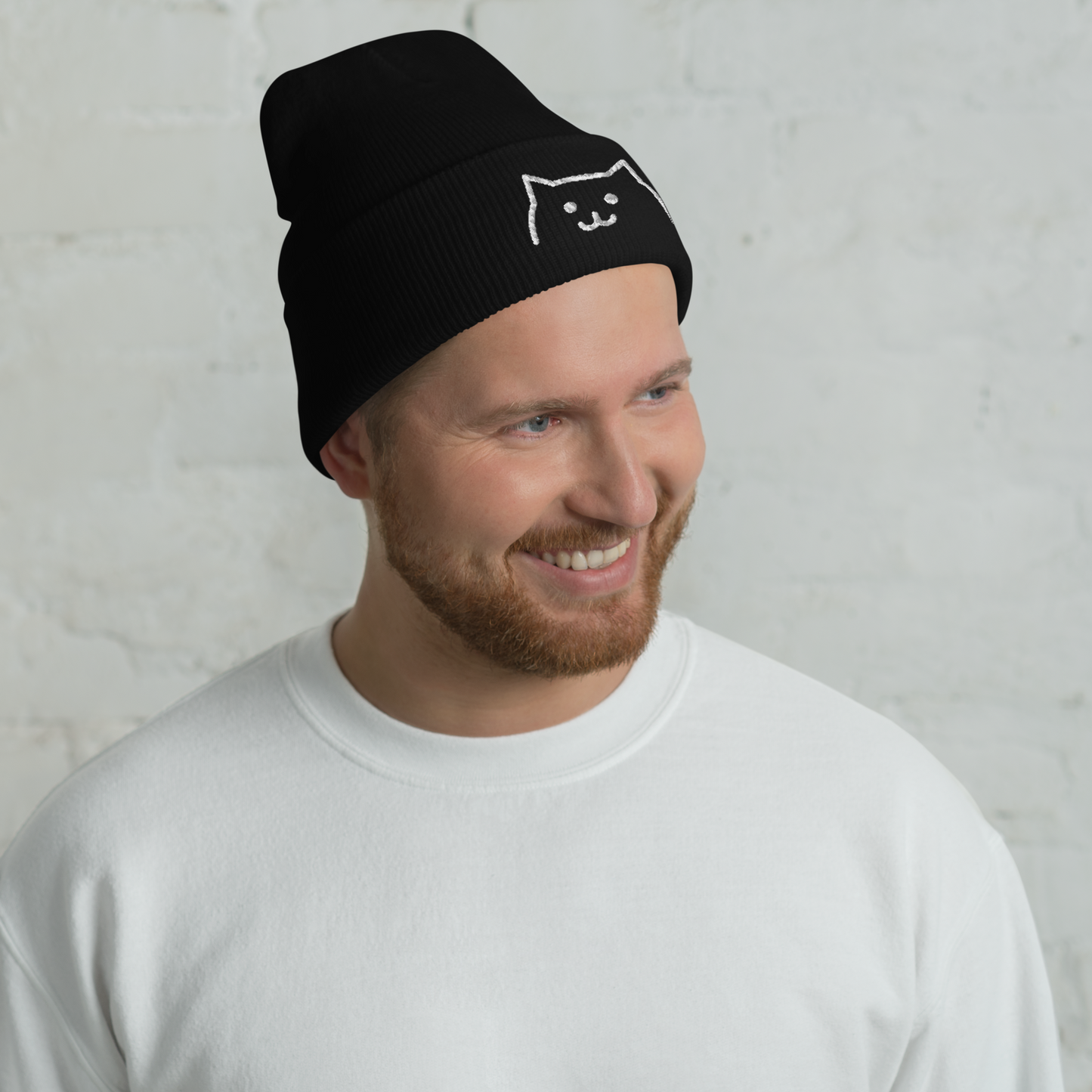 Smiley Cat Cuffed Beanie