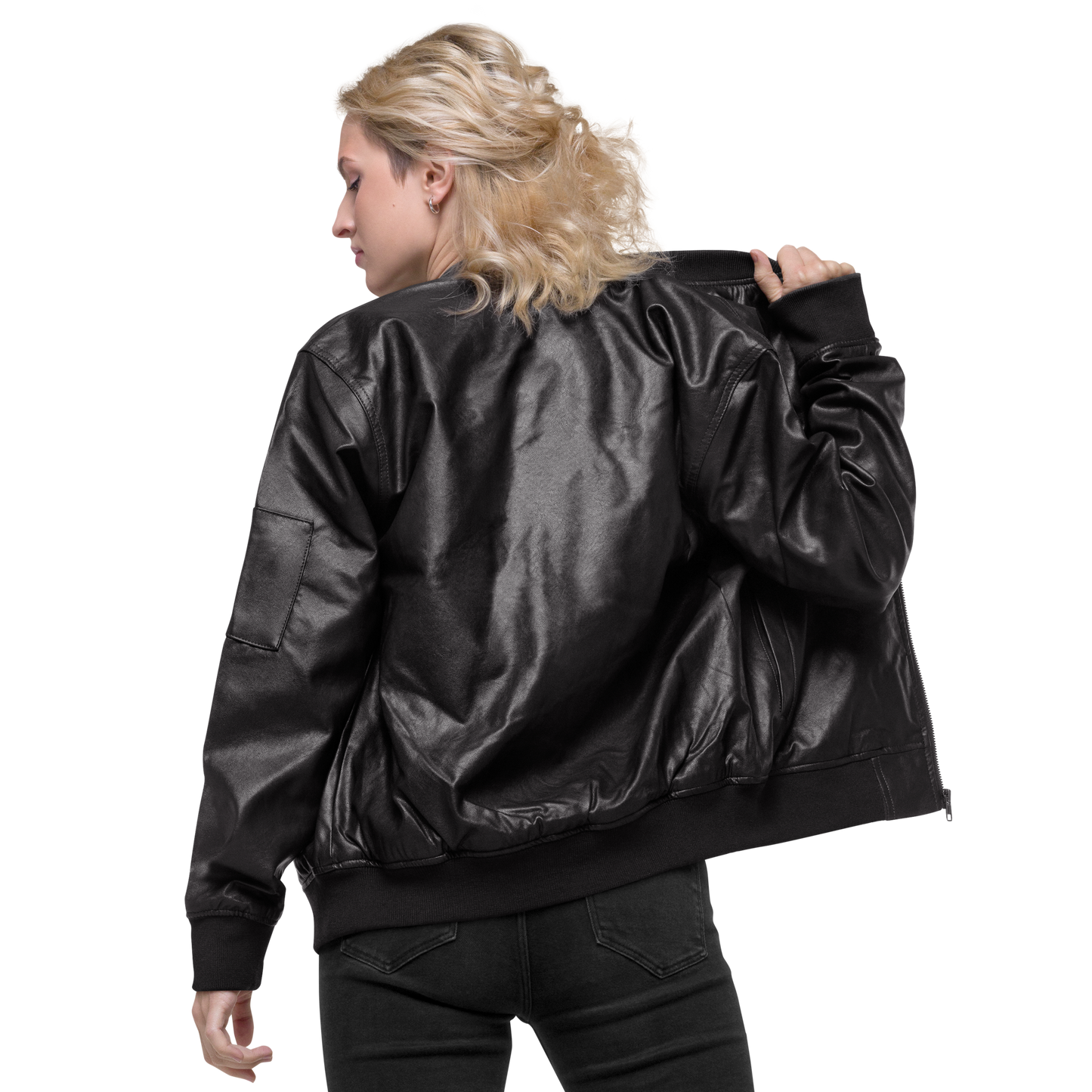 Obsidian Chic Leather Bomber Jacket