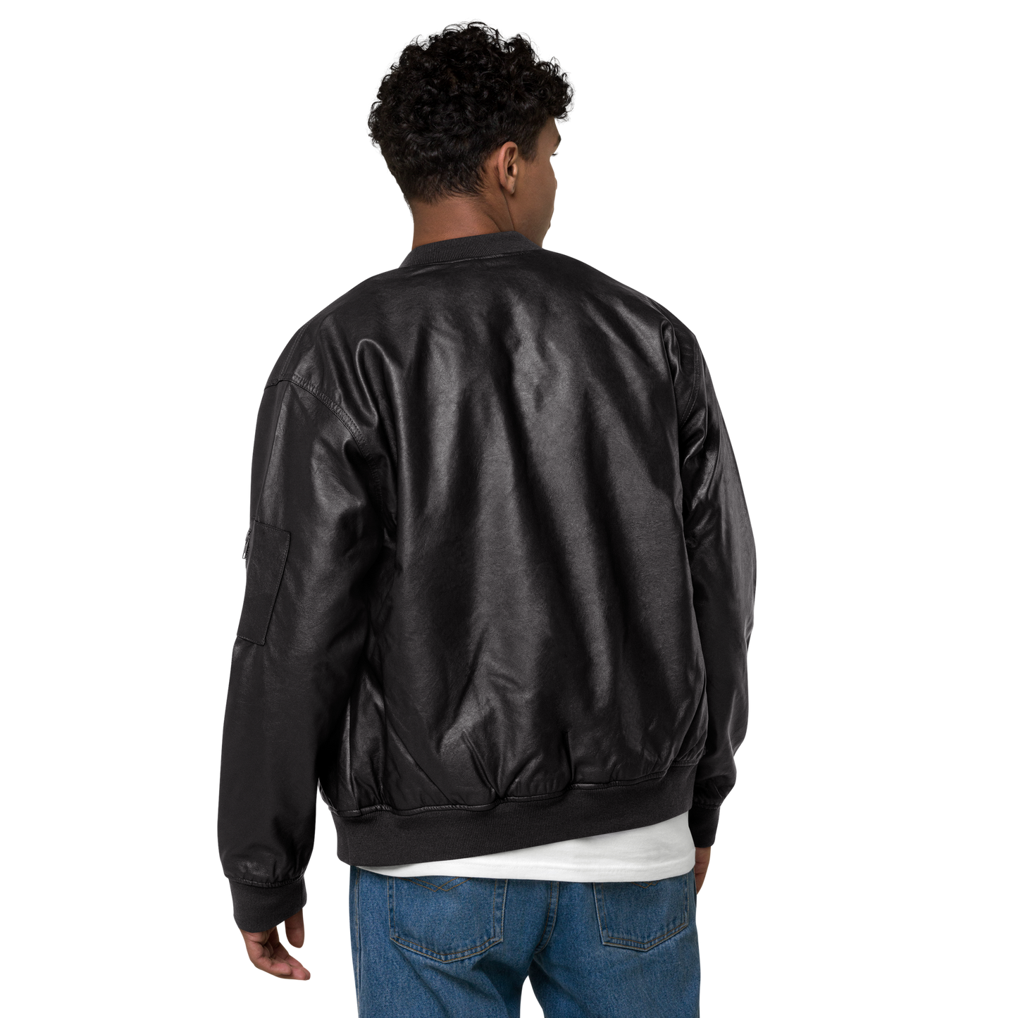 Obsidian Chic Leather Bomber Jacket