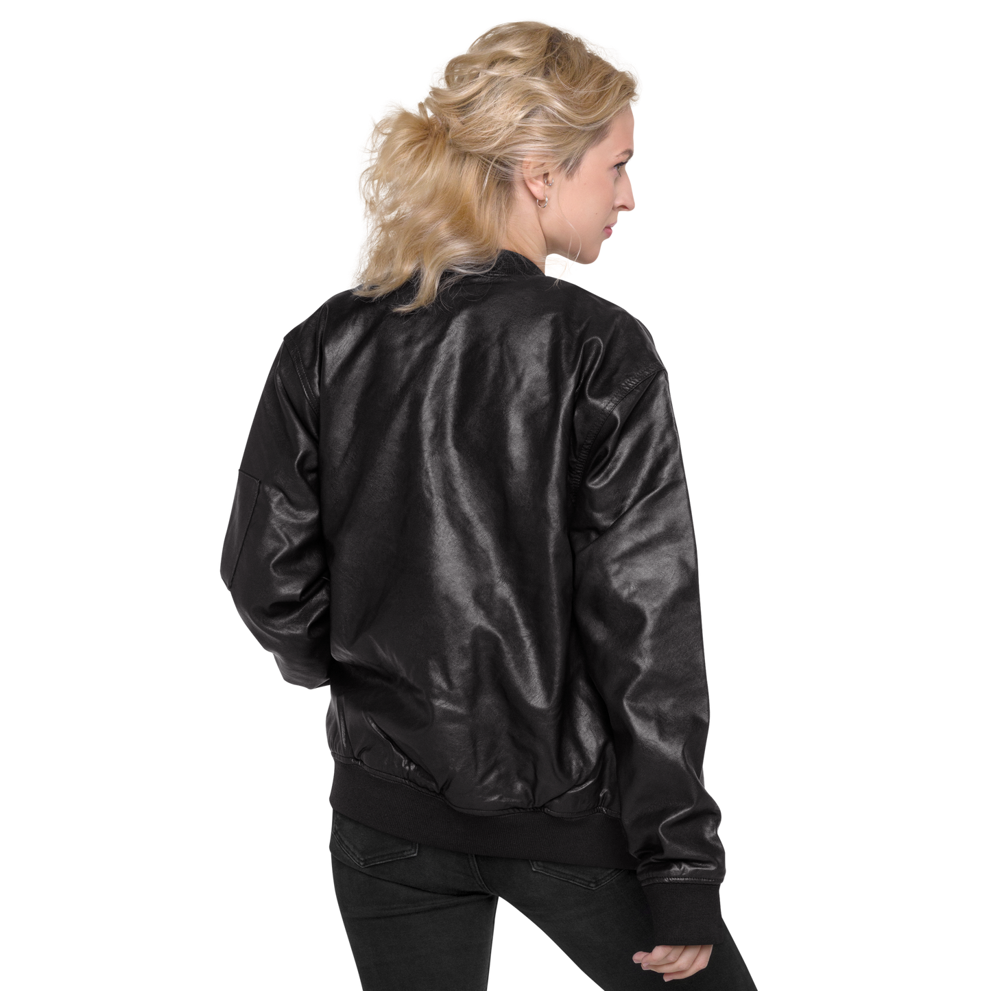 Obsidian Chic Leather Bomber Jacket