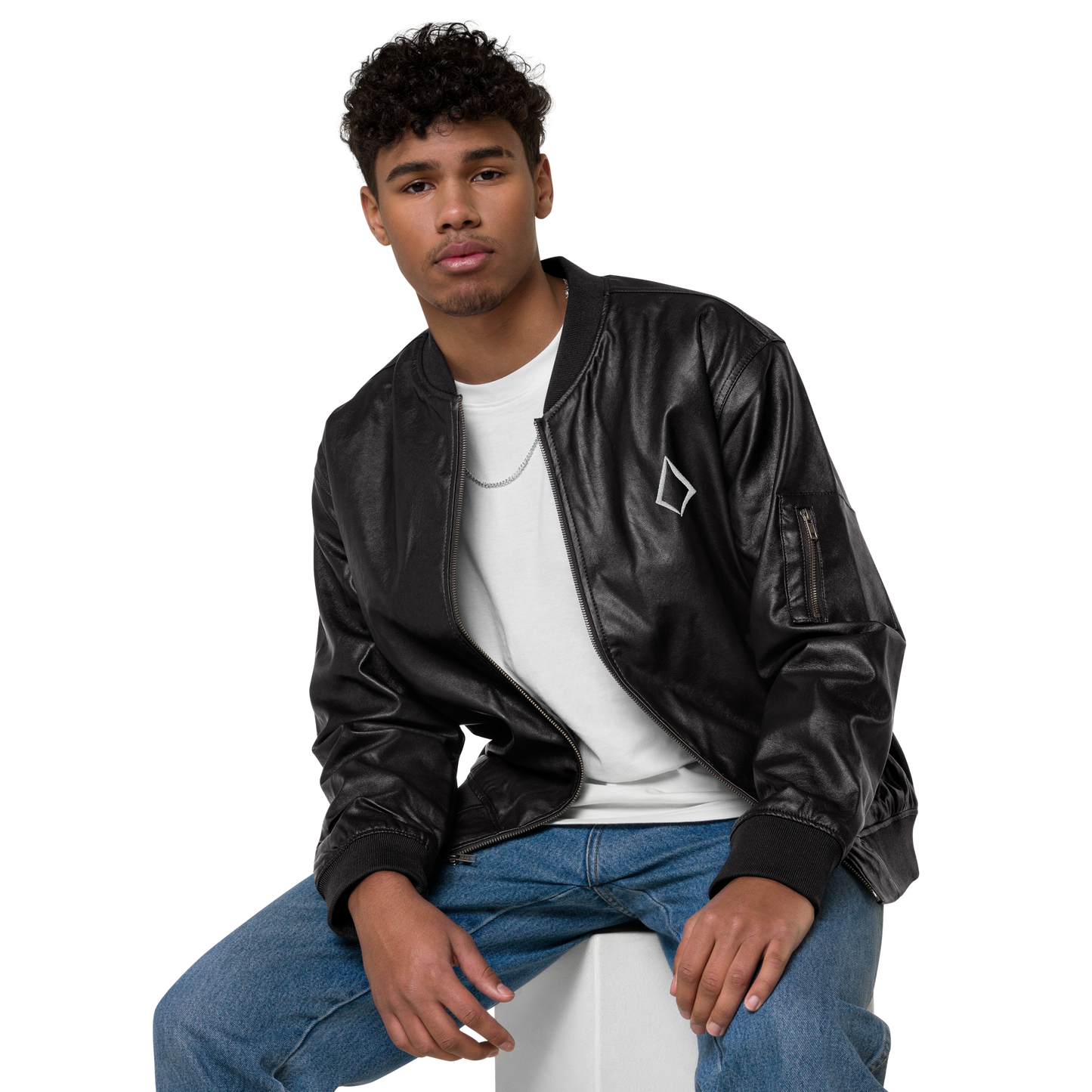 Obsidian Chic Leather Bomber Jacket