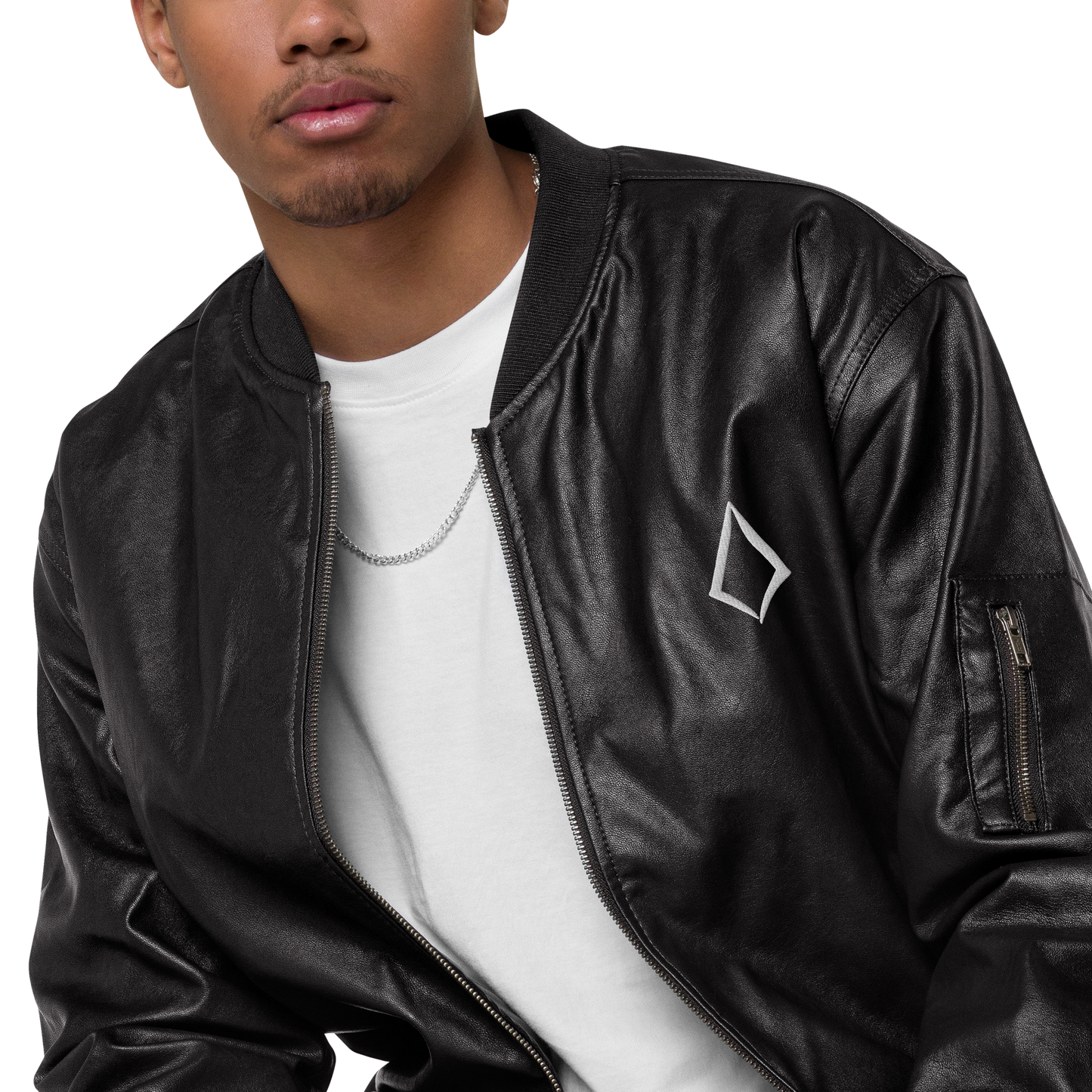 Obsidian Chic Leather Bomber Jacket