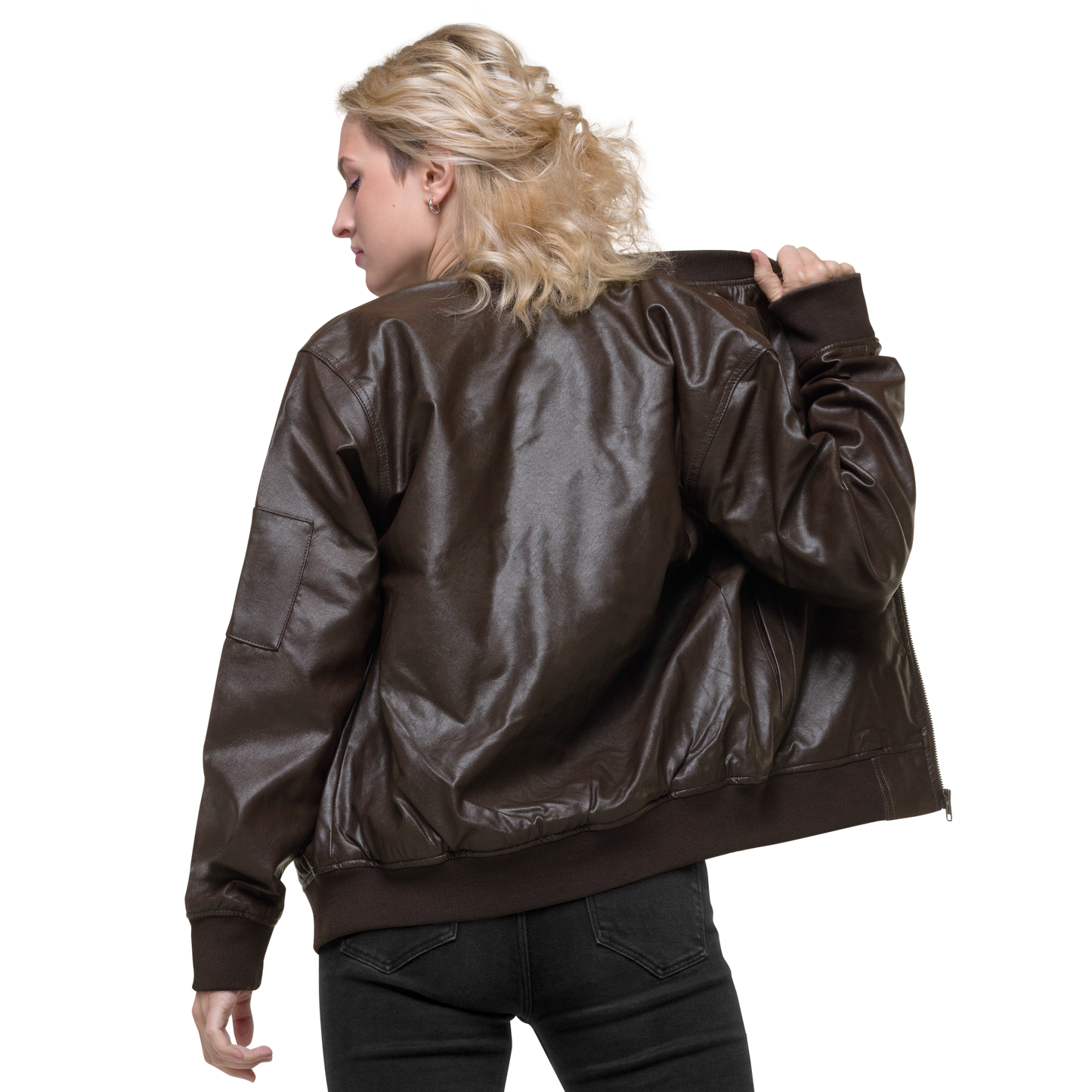 Obsidian Chic Leather Bomber Jacket