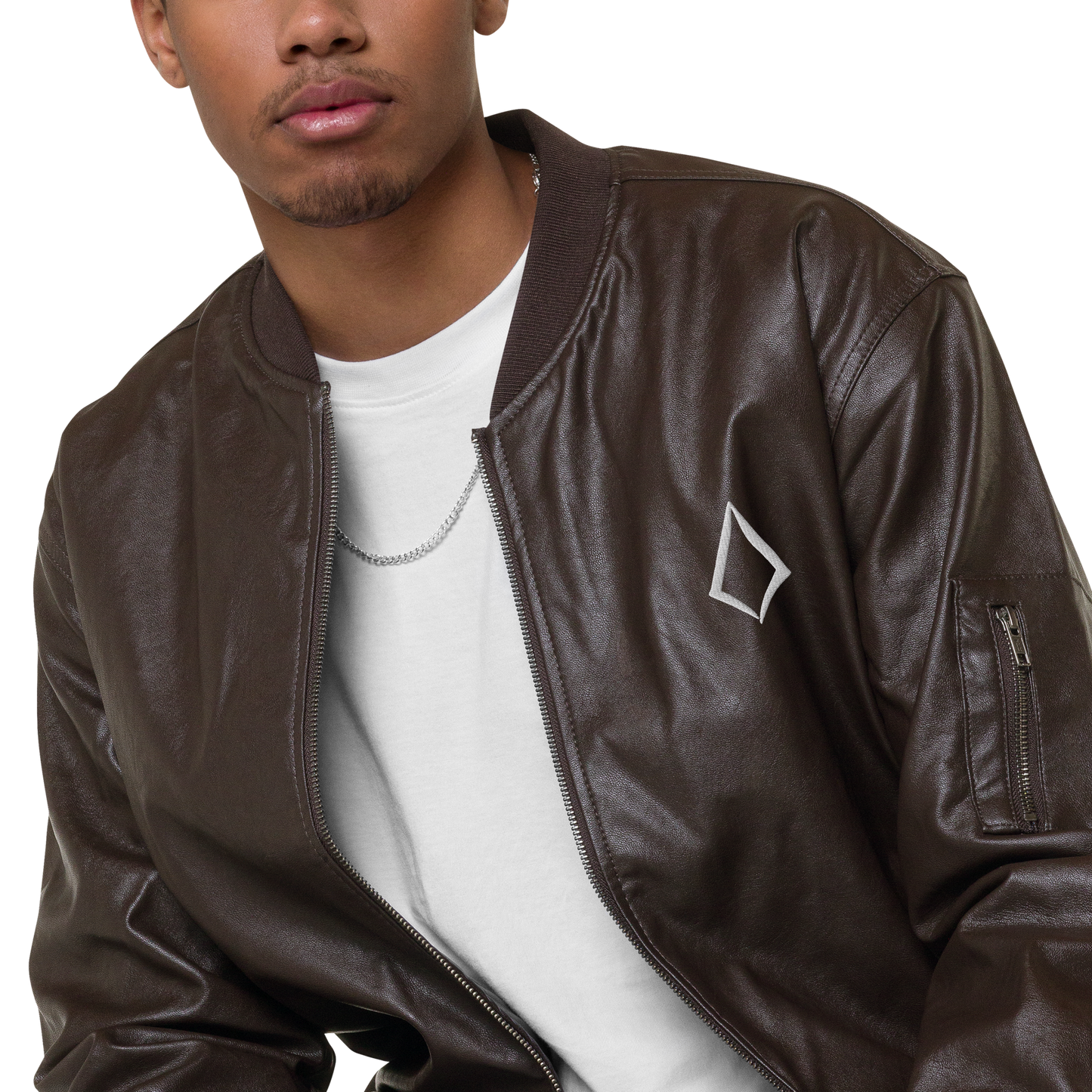 Obsidian Chic Leather Bomber Jacket