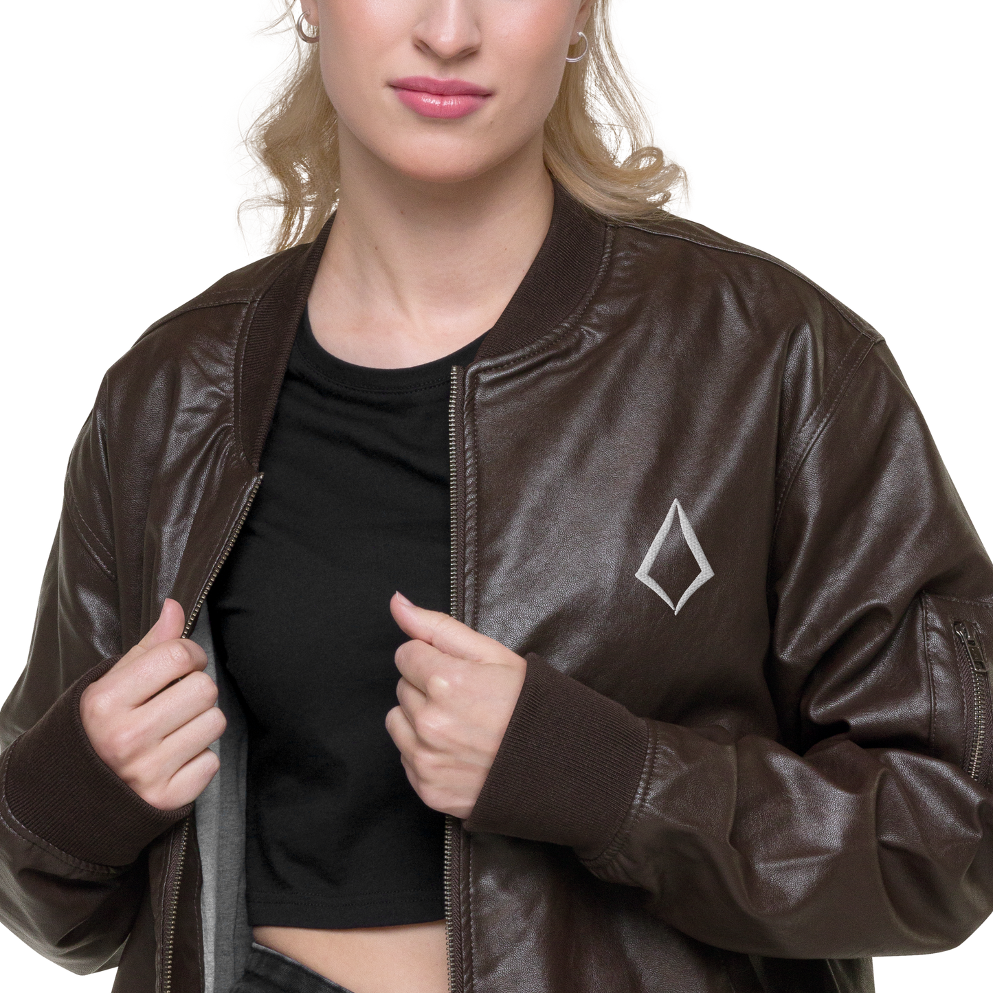 Obsidian Chic Leather Bomber Jacket