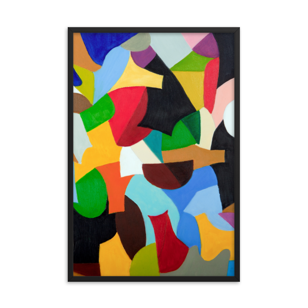 Framed colored paper poster