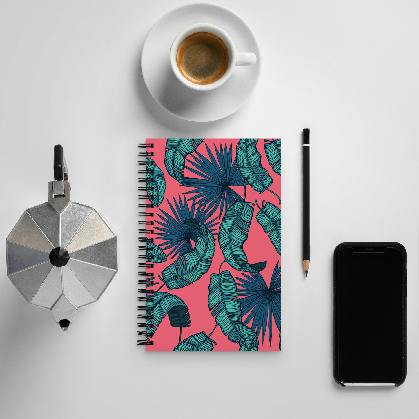 Tropical Leaf Pattern Spiral Notebook