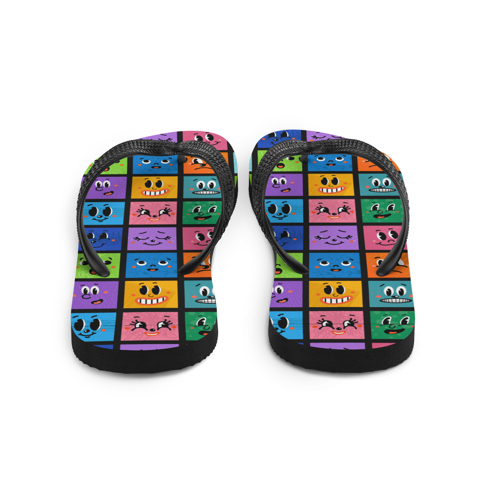 Colorful Emoji Flip-Flops