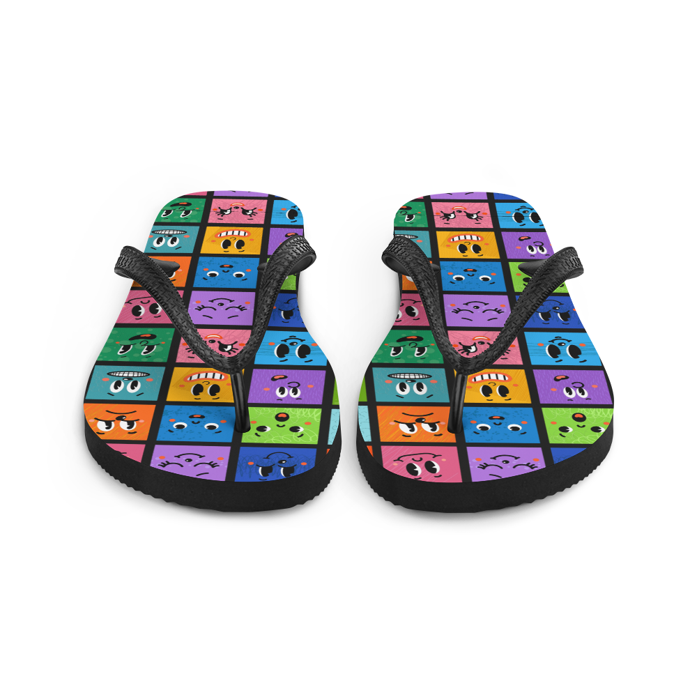 Colorful Emoji Flip-Flops