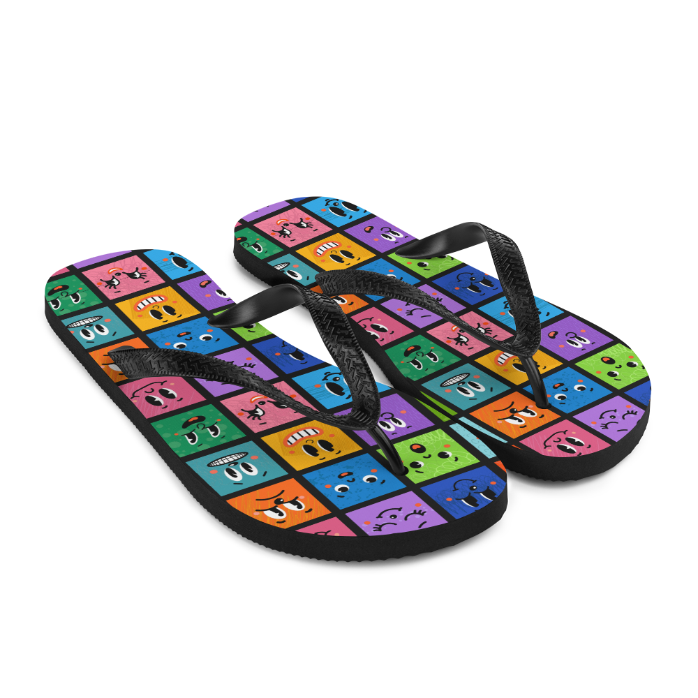Colorful Emoji Flip-Flops