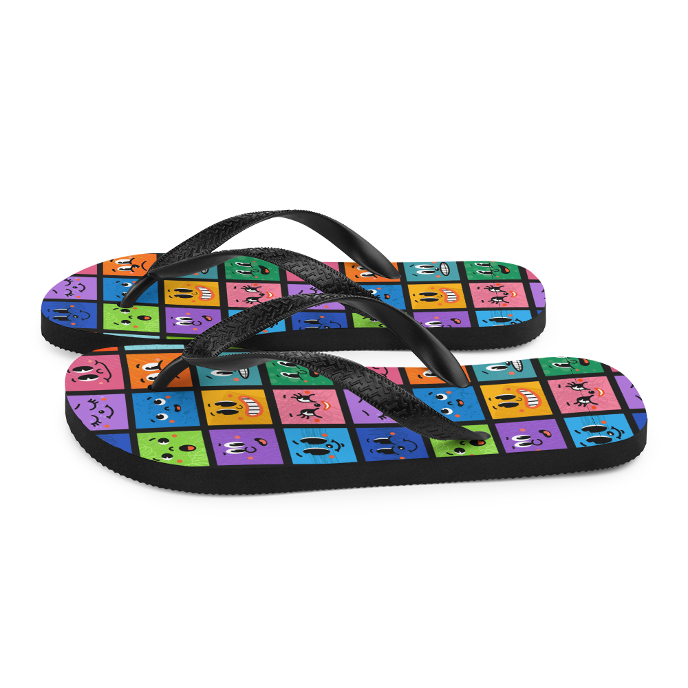 Colorful Emoji Flip-Flops