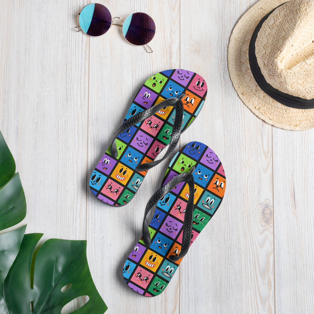 Colorful Emoji Flip-Flops