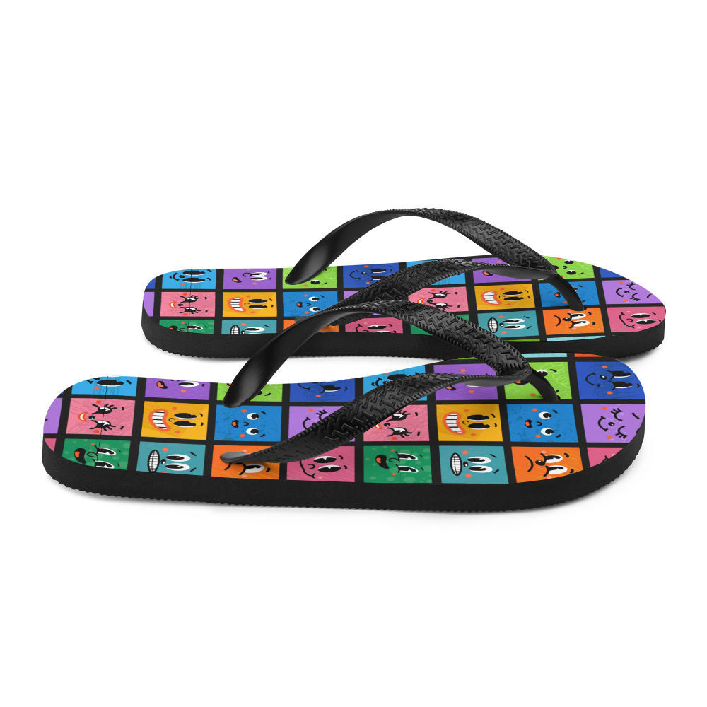 Colorful Emoji Flip-Flops