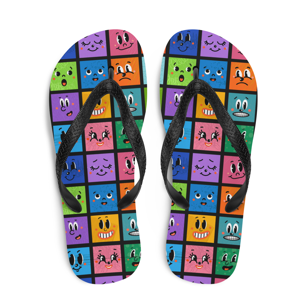 Colorful Emoji Flip-Flops