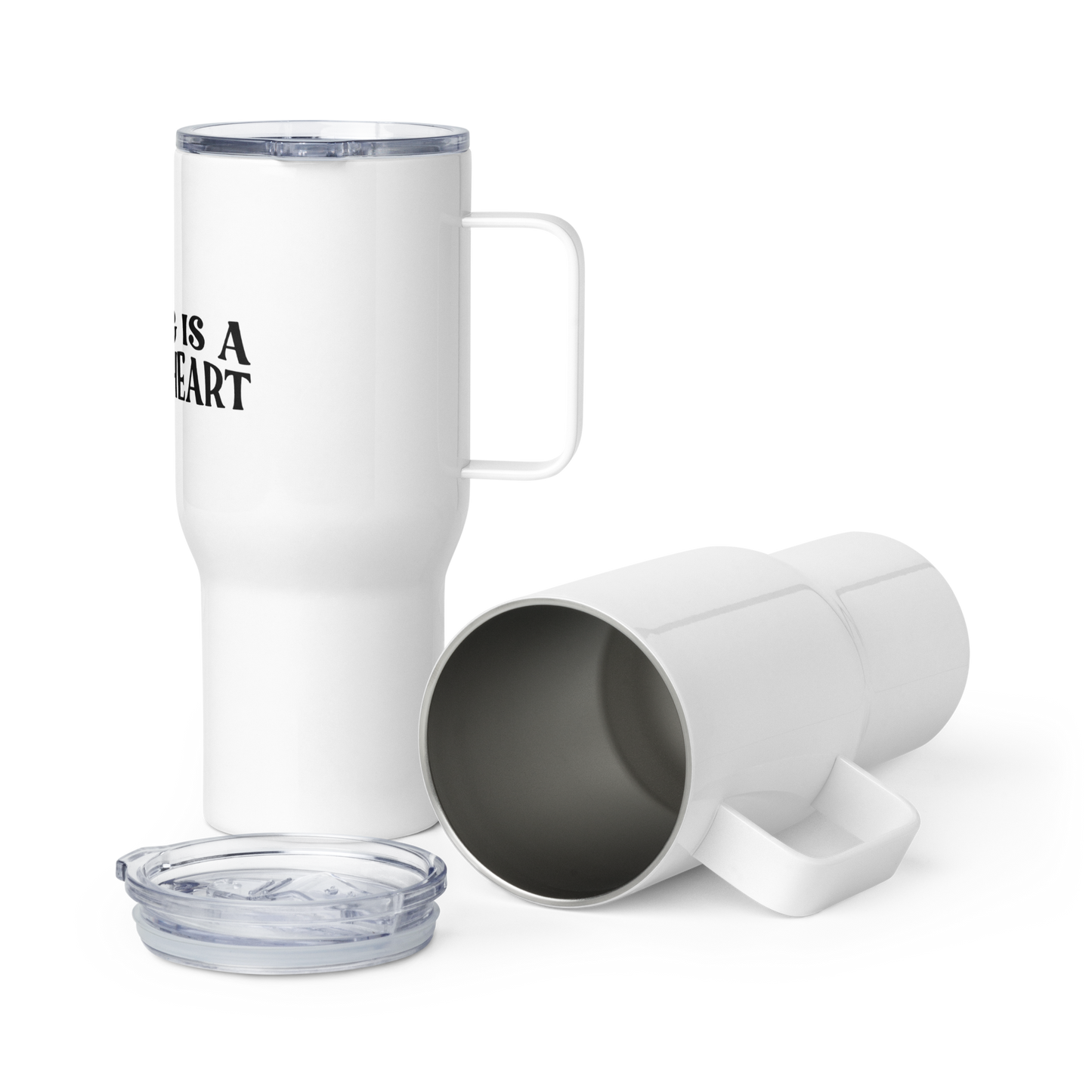 Teaching is a Work of Heart Travel mug with a handle