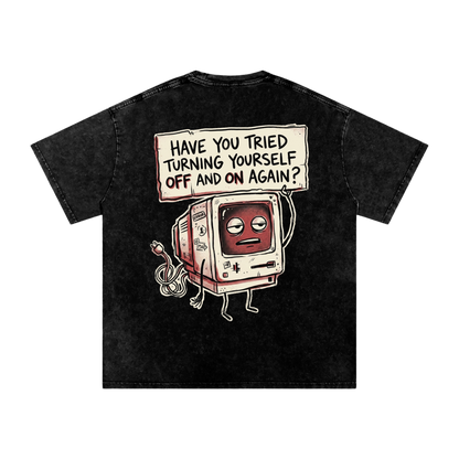 Ironic Fact Snow Washed Oversized Cotton T-Shirt