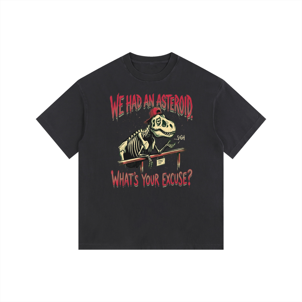 Fossilized Frustration Vintage Washed Oversized Cotton T-Shirt