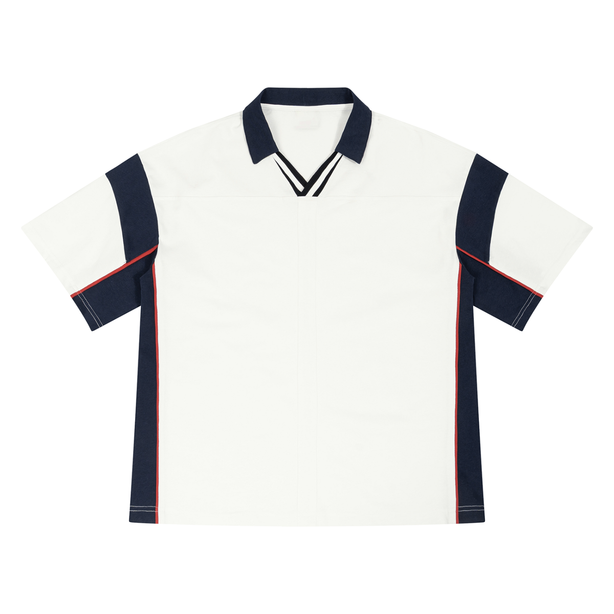 NOTHING TO SEE Boxy Color Block Polo Shirt