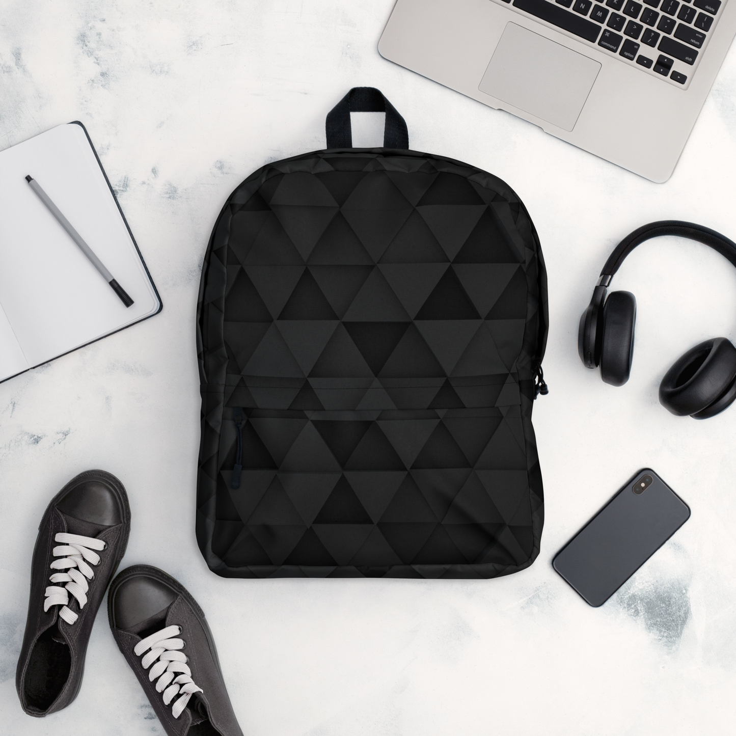 Geometric Black Backpack