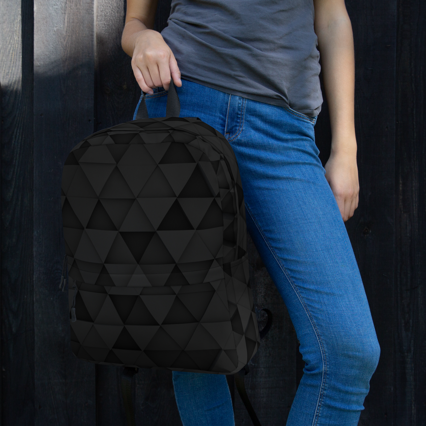 Geometric Black Backpack