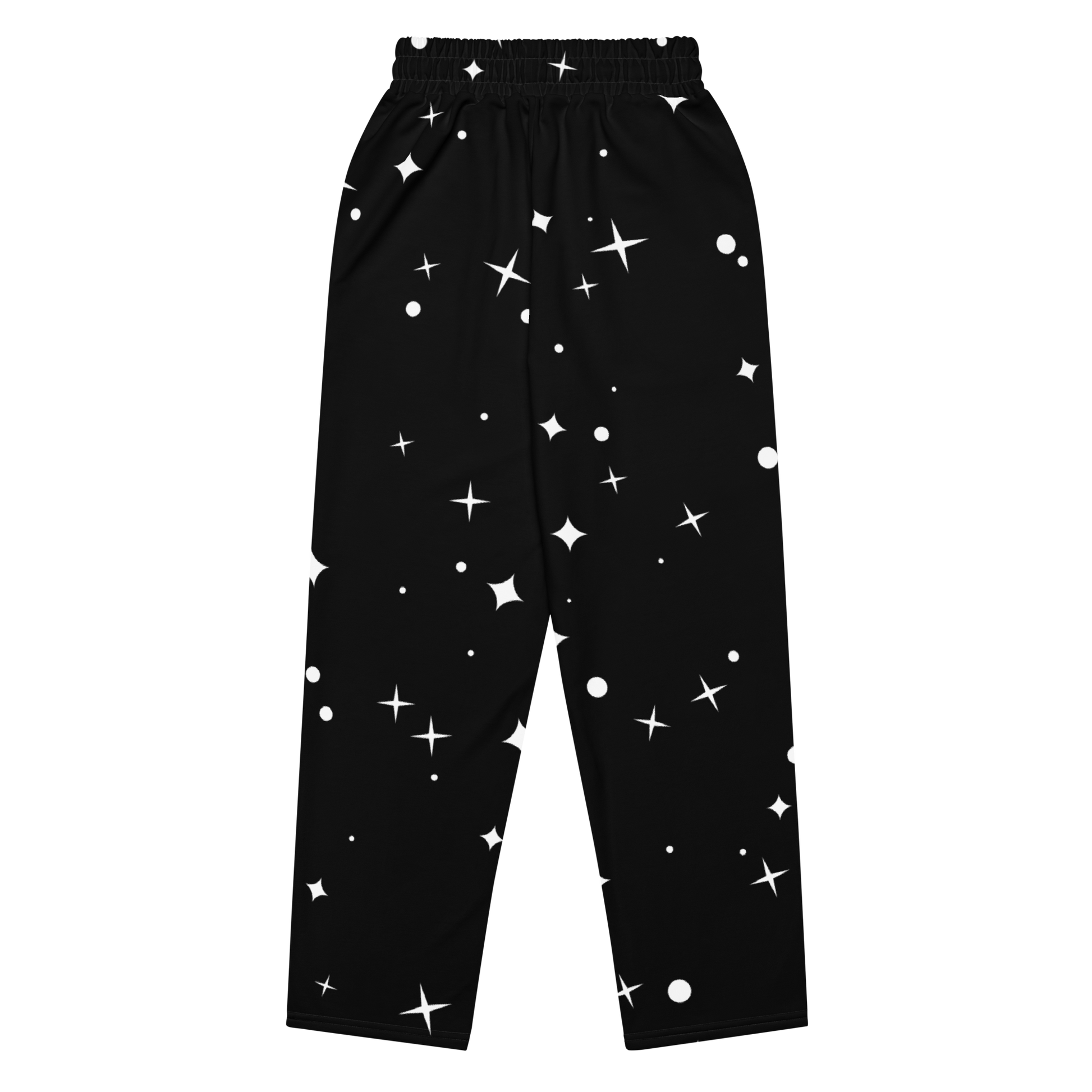 Black And White Stars Wide leg joggers Obsidian Chic