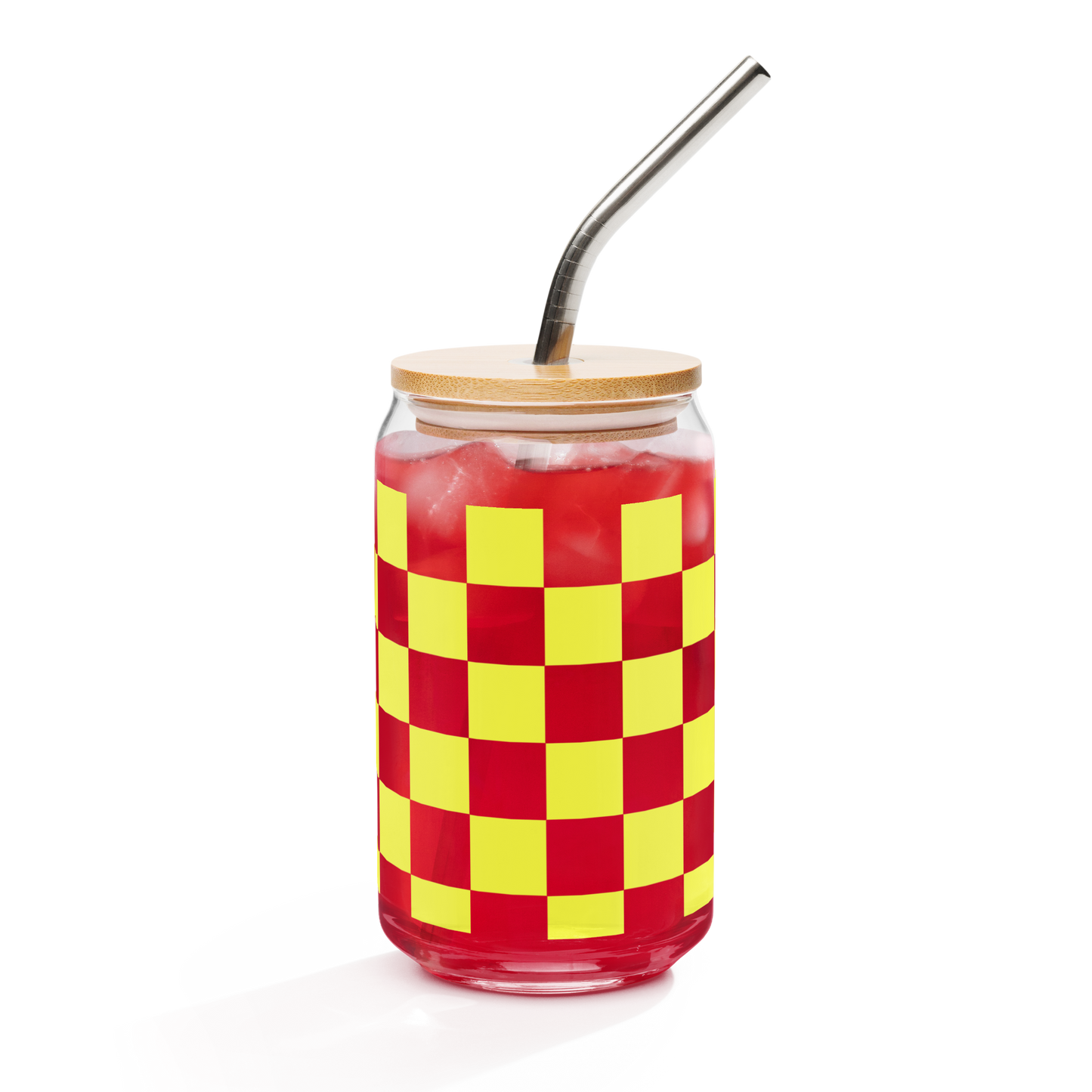 Checkered Yellow Can-shaped glass