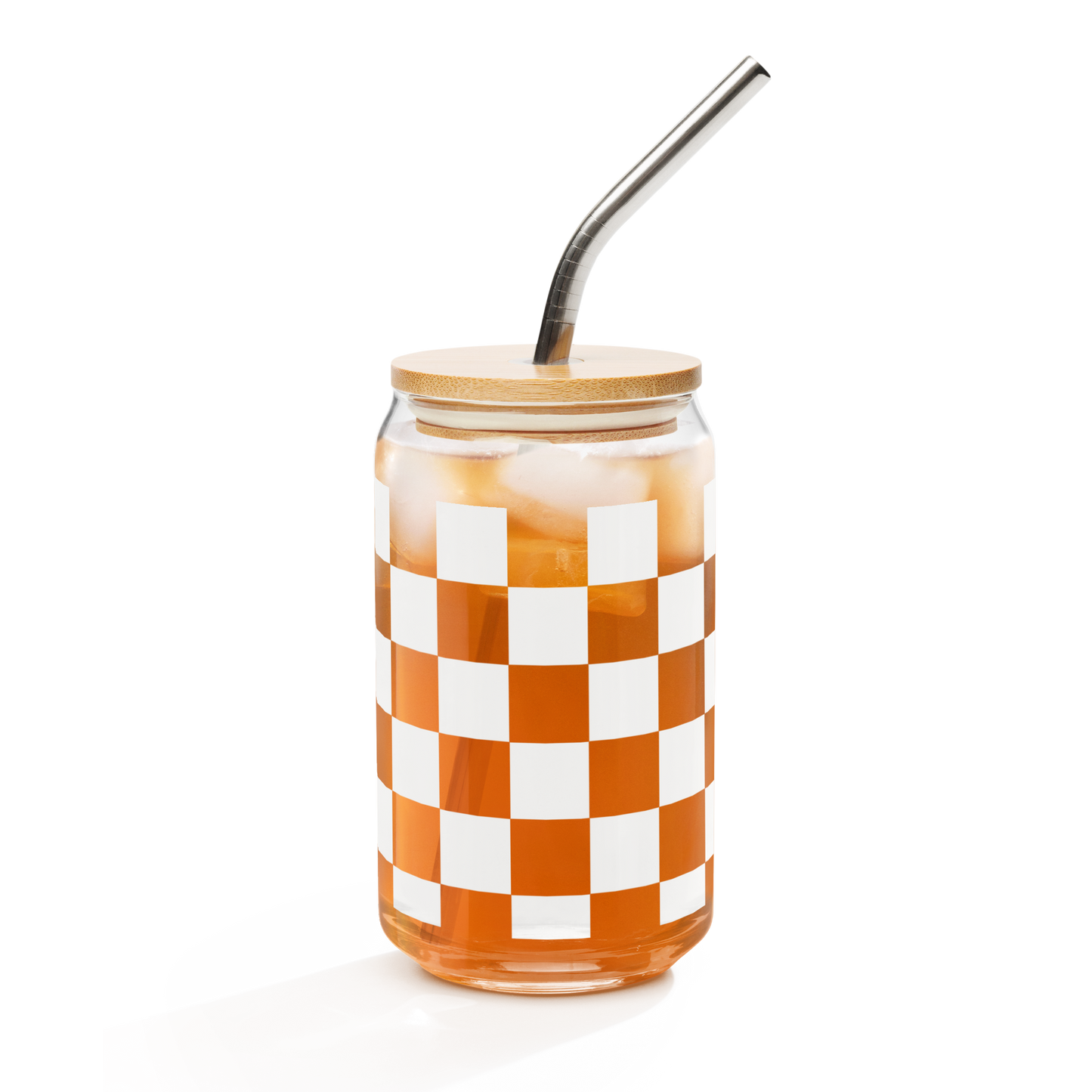Checkered White Can-shaped glass