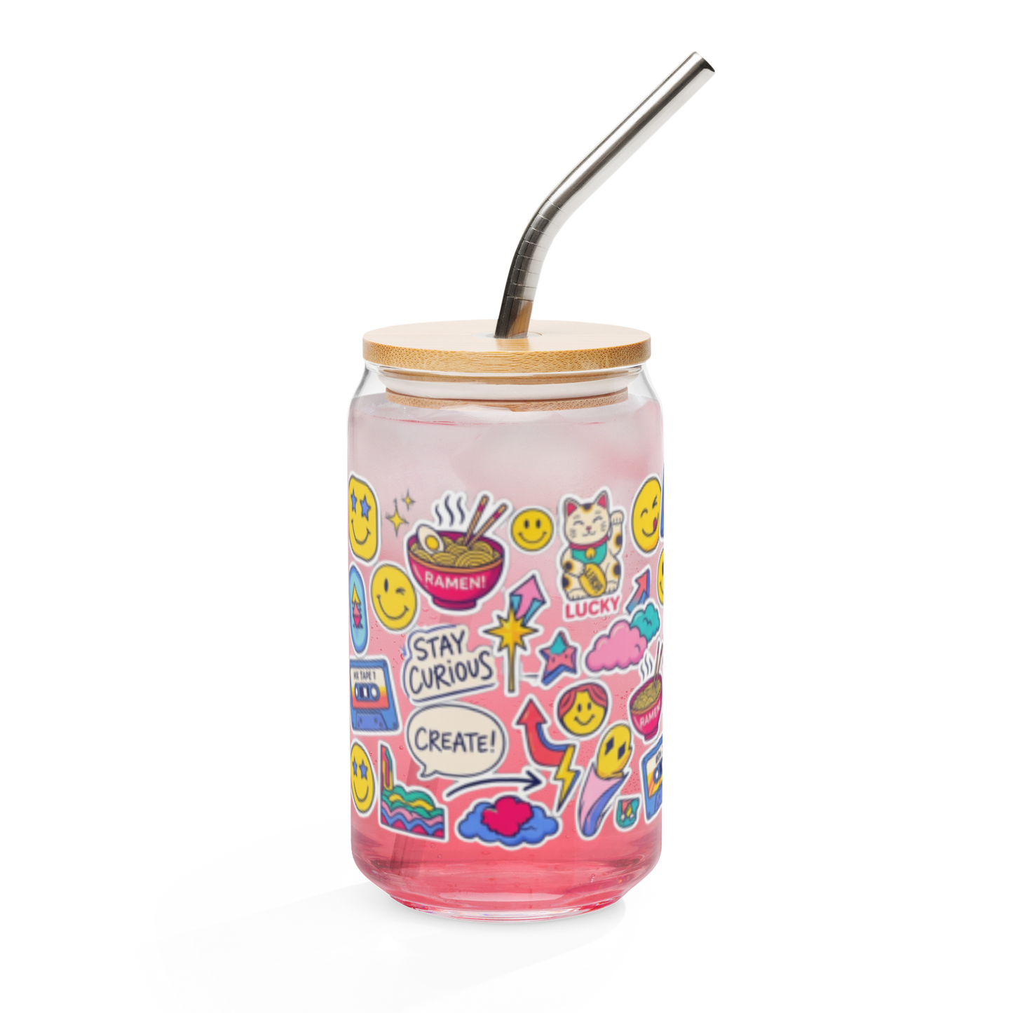 Retro Pop Art Vinyl Sticker Can-shaped glass