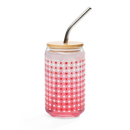 Card Pattern Can-shaped glass