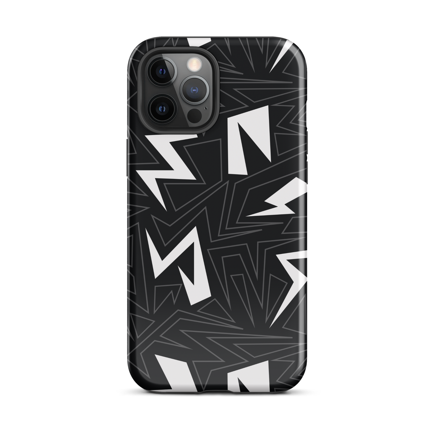 Modern Geometric Black and White Tough Case for iPhone®