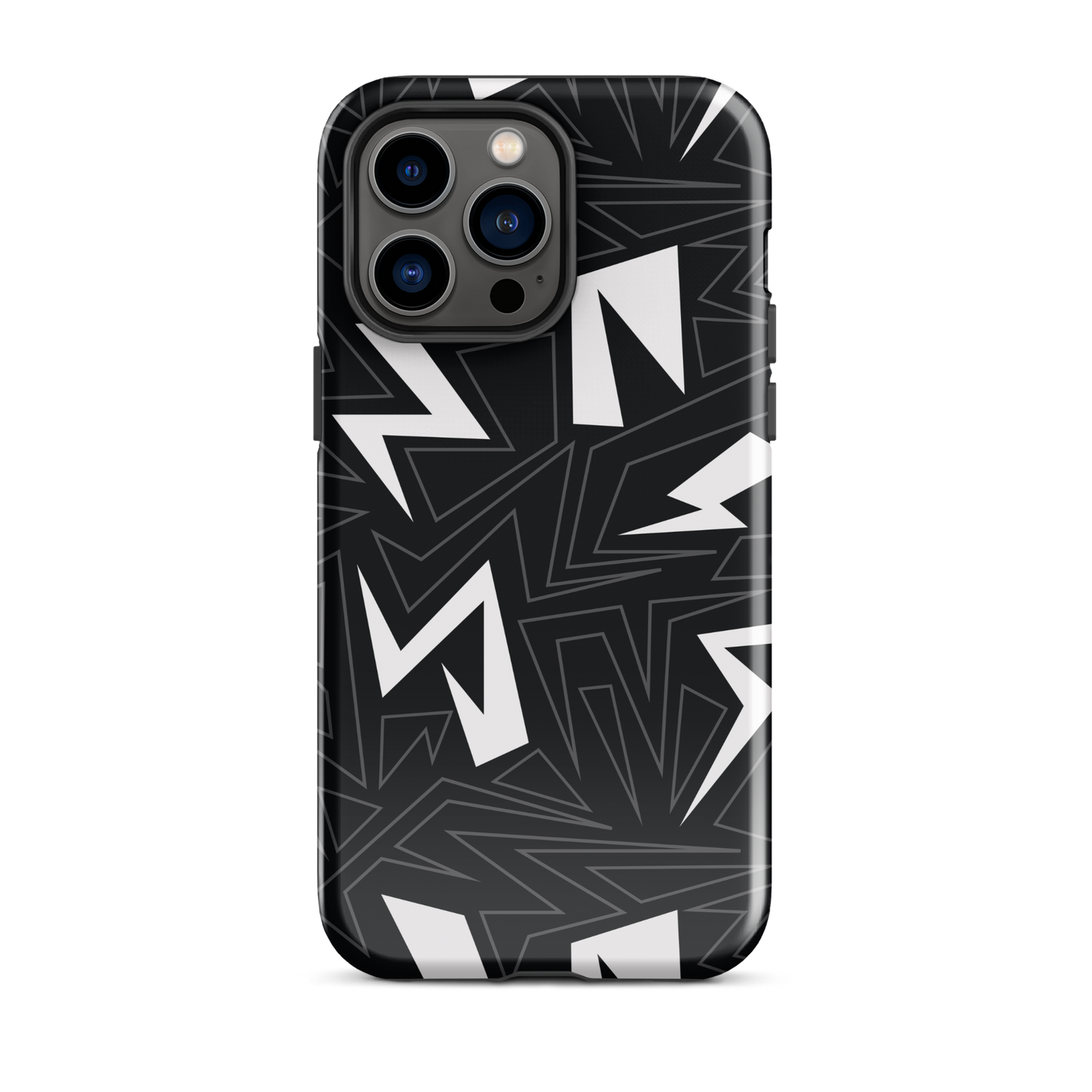 Modern Geometric Black and White Tough Case for iPhone®